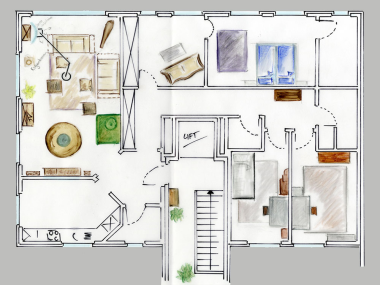 Mit einer Skizze unserer Innenarchitektin können Sie sich Ihren Neubau/Umbau richtig gut vorstellen. Wir erstellen Ihnen einen Einrichtungsplan mit Farbkonzept und Lichtkonzept ganz nach Ihren Wünschen. 